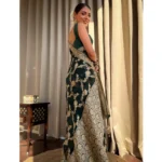 Women's Silk Printed Saree With Unstitched Blouse 5.5Mtr (Dark Green) - Image 2