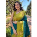 Women's Silk Printed Saree With Unstitched Blouse 5.5Mtr (Rama) - Image 2