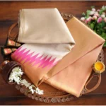 Women's Silk Printed Saree With Unstitched Blouse 5.5Mtr (Cream) - Image 2
