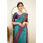 Women's Silk Printed Saree With Unstitched Blouse 5.5Mtr (Rama) - Image 2