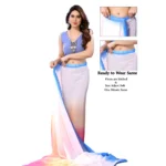 Women's Small Lace Georgette Solid Ready-to-Wear Saree With Unstitched Blouse 5.5 Mtr (Multicolor) - Image 2