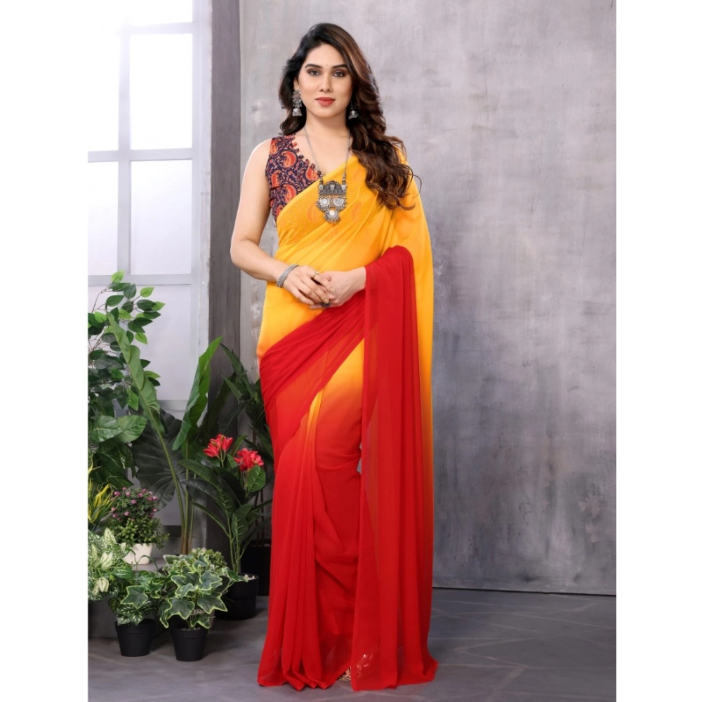 54459681550_b6bcb6e4ef_o_d-1000x1000-1.webp Women's Small Lace Georgette Solid Ready-to-Wear Saree With Unstitched Blouse 5.5 Mtr (Red-Orange) - Image 1