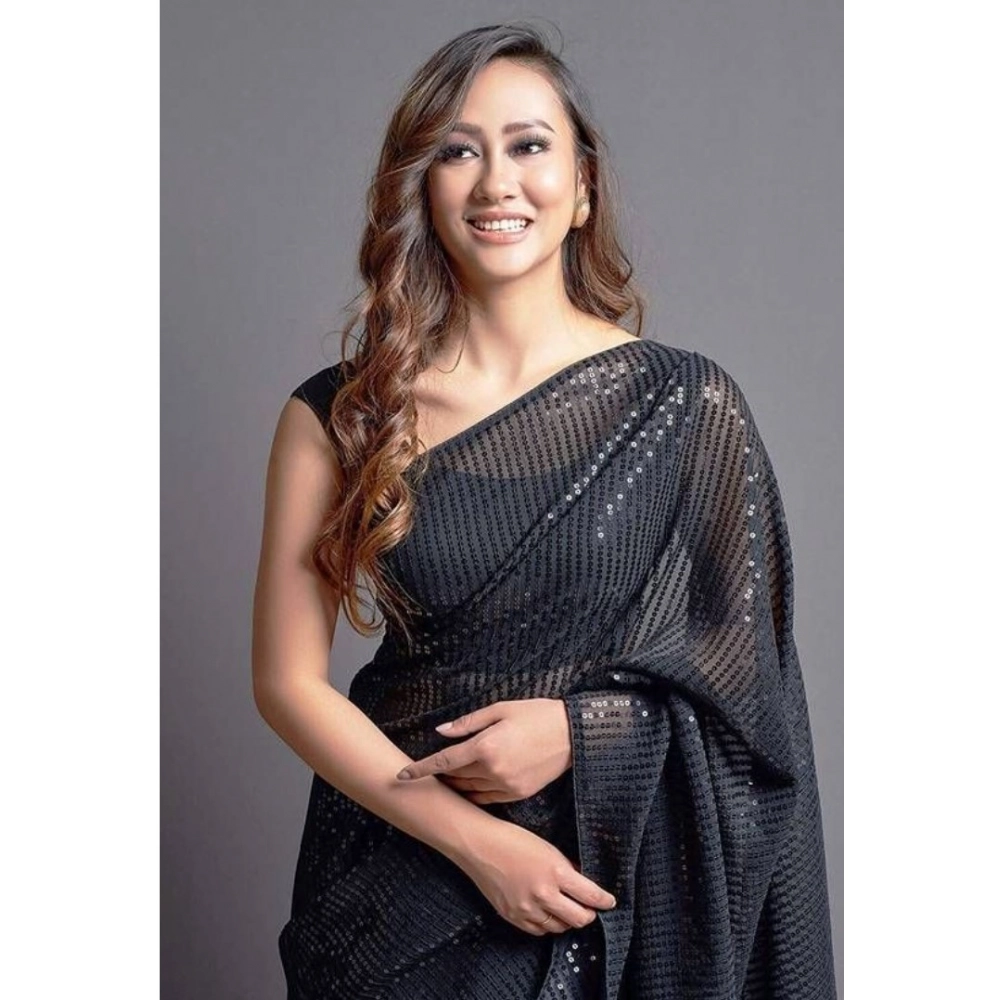 54464502692_2e32b3a6a7_o_d-1000x1000-1.webp Women's Georgette Embellished Sequnece Bollywood Saree With Unstitched Blouse 5.5Mtr (Black) - Image 1
