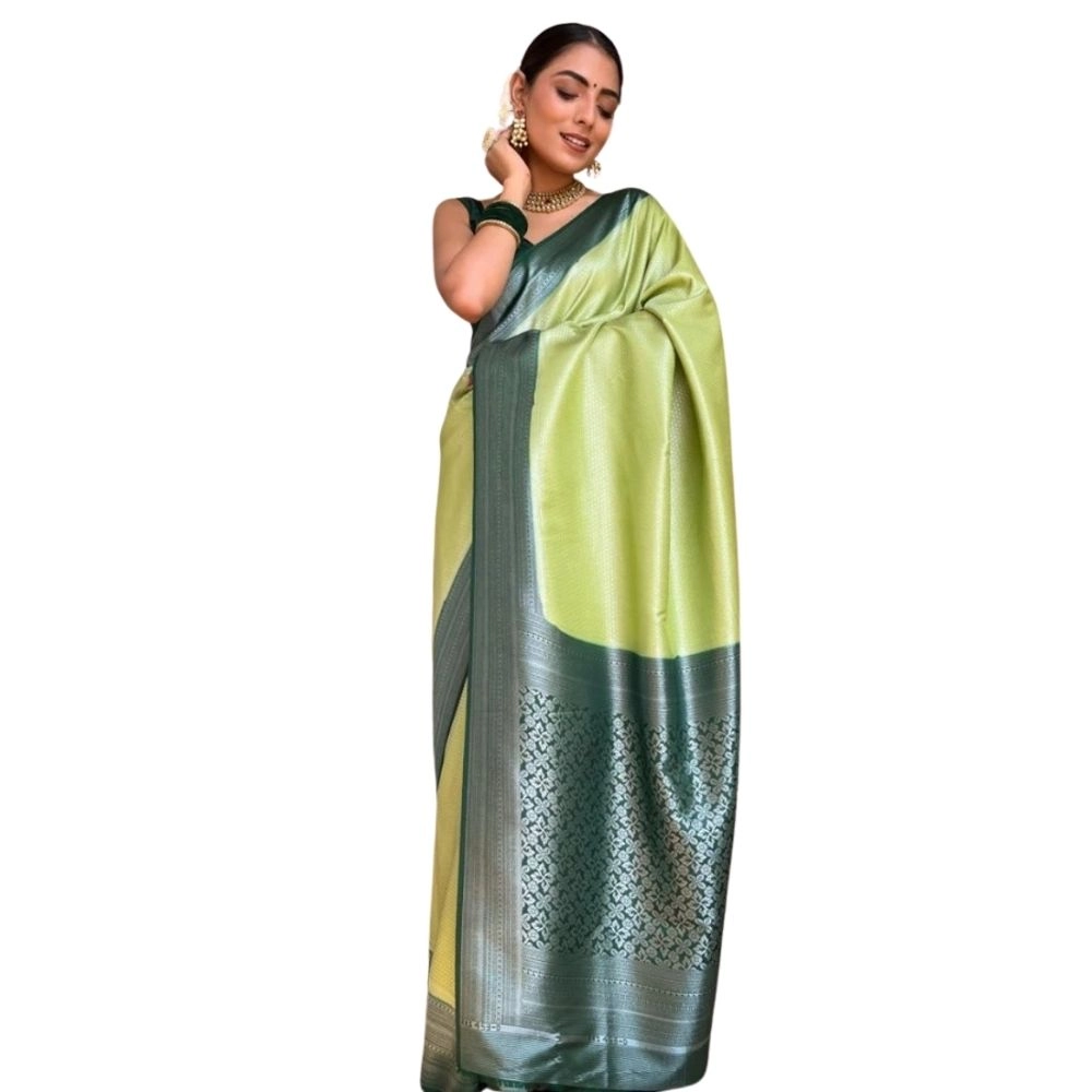 54464939107_f0b4f7d4cd_o_d-1000x1000-1.webp Women's Silk Printed Saree With Unstitched Blouse 5.5Mtr (Sea Green) - Image 1