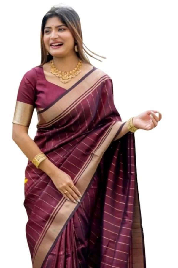 Women's Silk Printed Saree With Unstitched Blouse 5.5Mtr (Maroon)