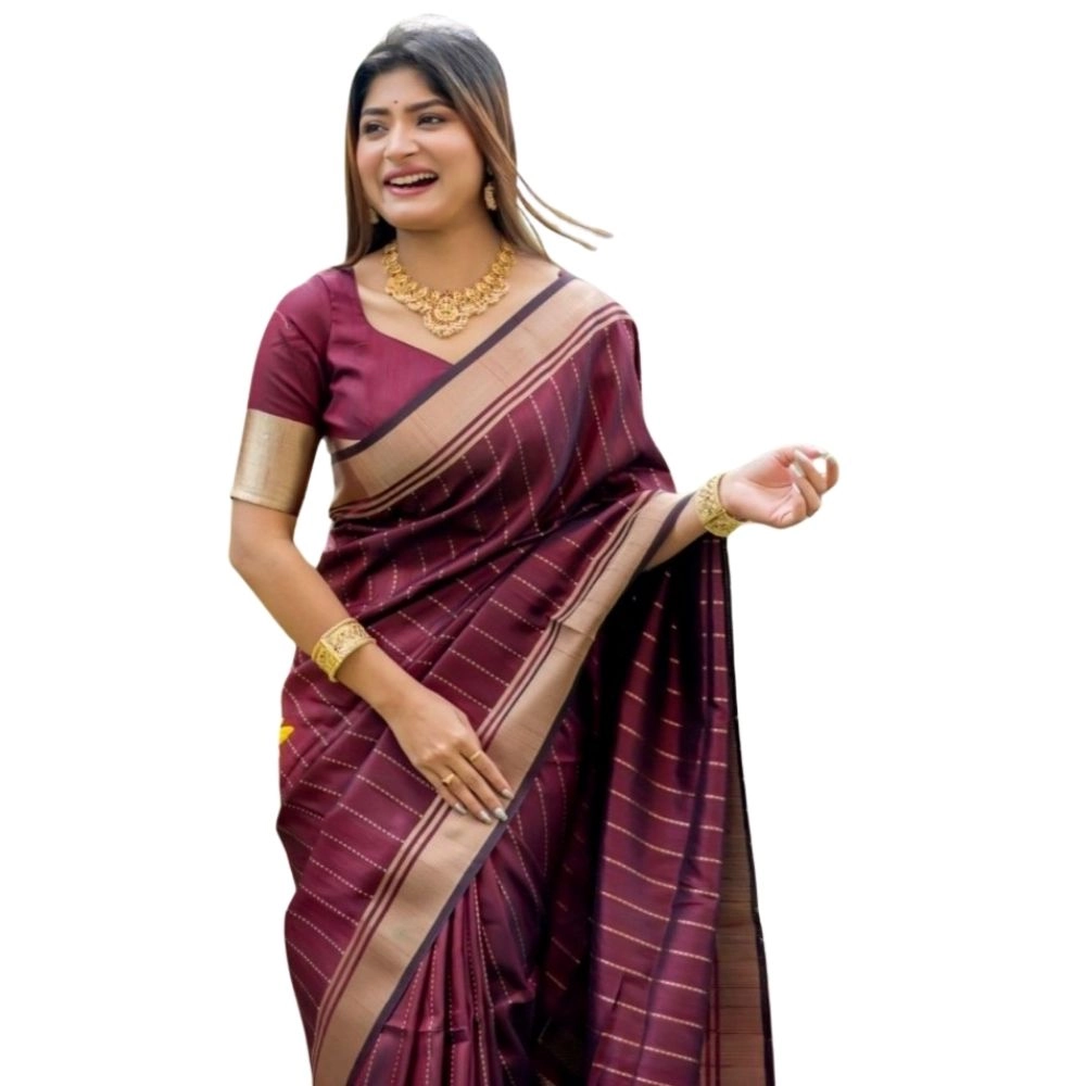 54464939737_533efe6eef_o_d-1000x1000-1.webp Women's Silk Printed Saree With Unstitched Blouse 5.5Mtr (Maroon) - Image 1