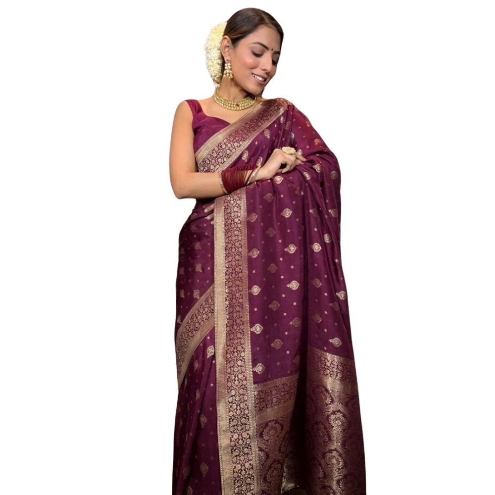54464940097_14d9d860c3_o_d-1000x1000-1.webp Women's Silk Printed Saree With Unstitched Blouse 5.5Mtr (Wine) - Image 1