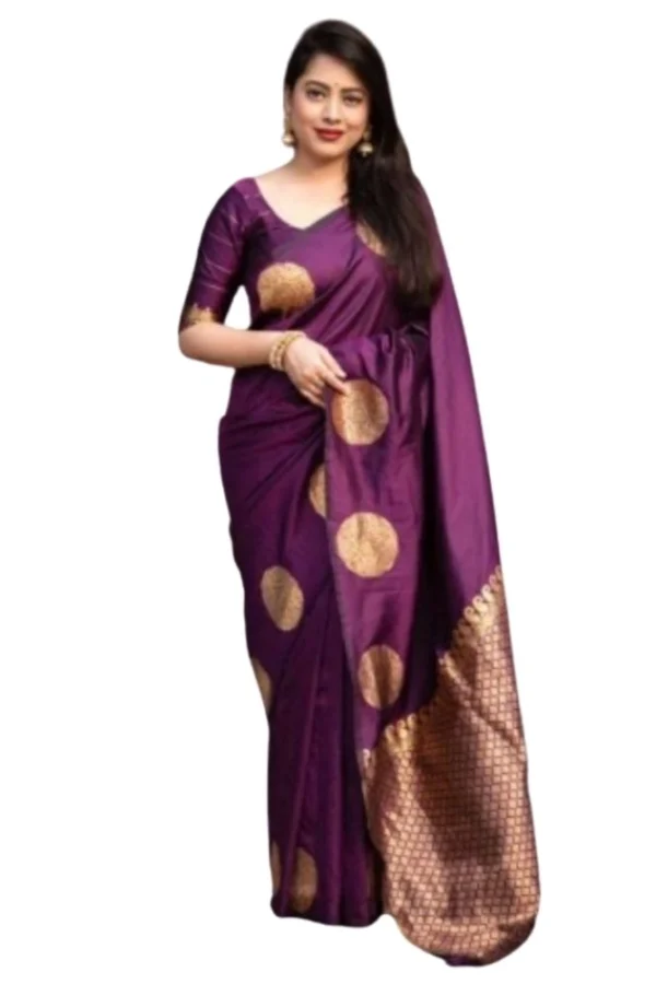 Women's Silk Printed Saree With Unstitched Blouse 5.5Mtr (Wine)