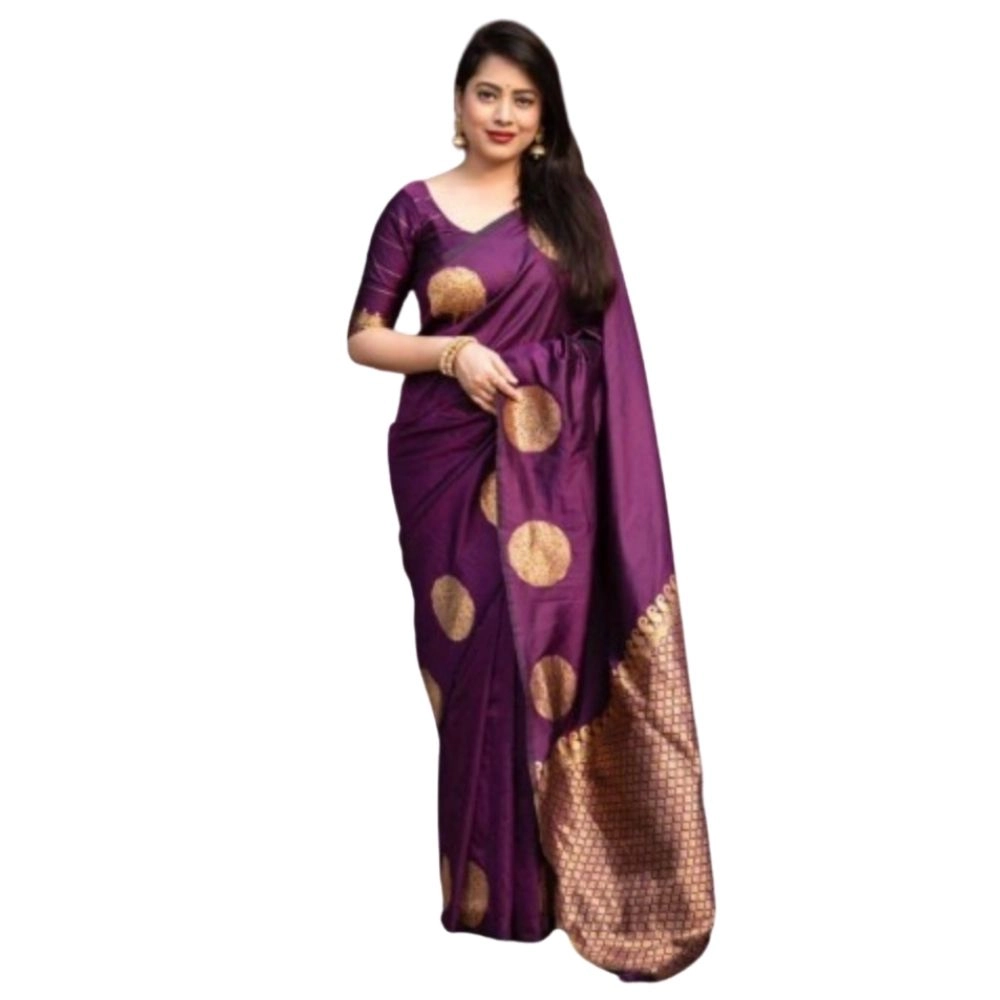 54464940227_56883008fa_o_d-1000x1000-1.webp Women's Silk Printed Saree With Unstitched Blouse 5.5Mtr (Wine) - Image 1