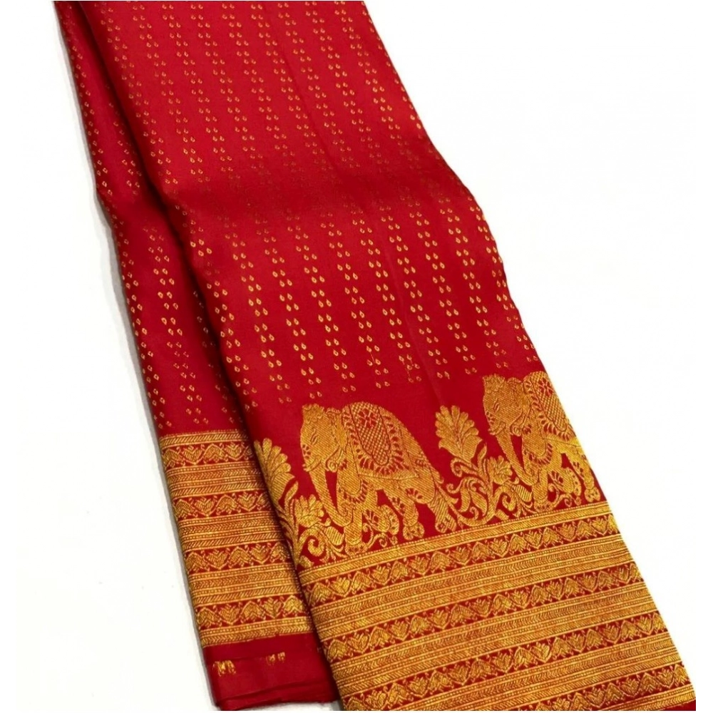 54464940347_3d0b35e0e6_o_d-1000x1000-1.webp Women's Silk Printed Saree With Unstitched Blouse 5.5Mtr (Red) - Image 1