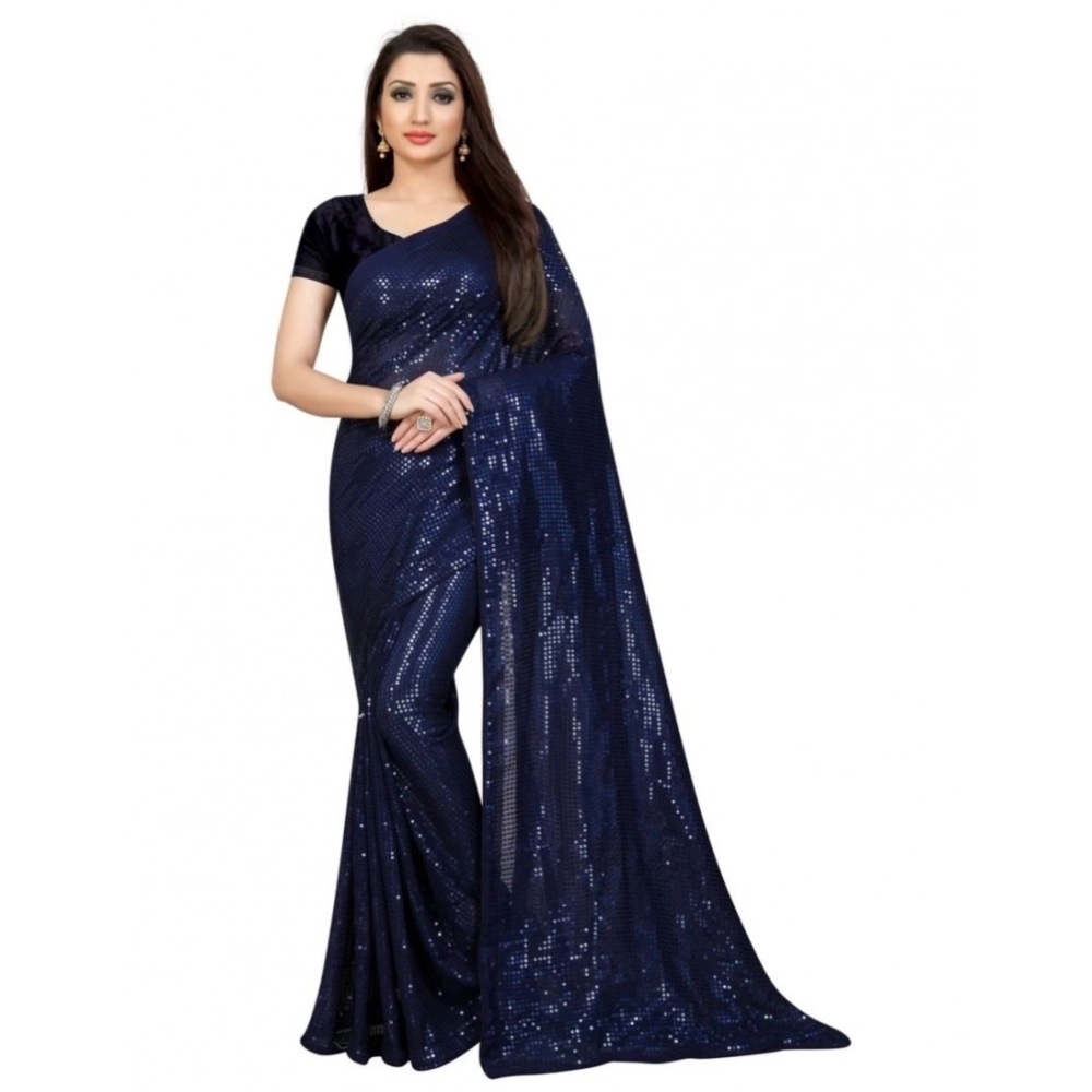 54465537714_c6a082d26c_o_d-1000x1000-1.webp Women's Georgette Embellished Sequnece Bollywood Saree With Unstitched Blouse 5.5Mtr (Blue) - Image 1