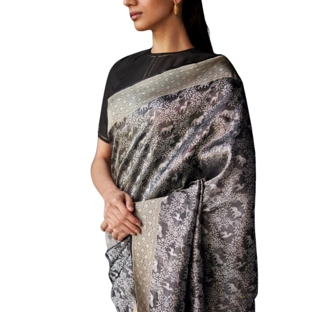 54465777921_c7a656f49c_o_d-1000x1000-1.webp Women's Silk Printed Saree With Unstitched Blouse 5.5Mtr (Grey) - Image 1