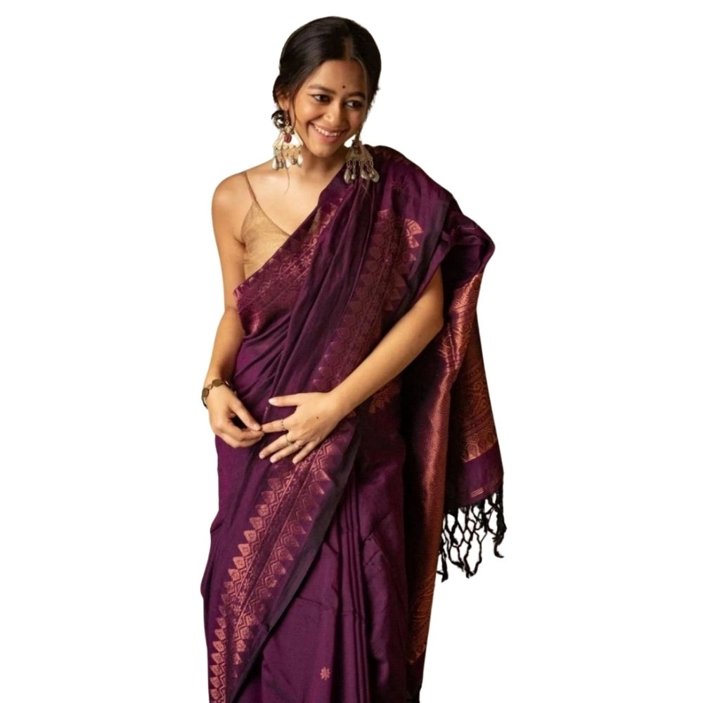 54465779001_924869aa88_o_d-1000x1000-1.webp Women's Silk Printed Saree With Unstitched Blouse 5.5Mtr (Wine) - Image 1