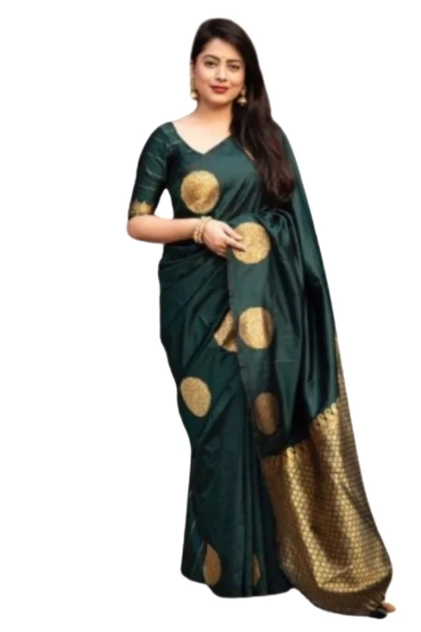 Women's Silk Printed Saree With Unstitched Blouse 5.5Mtr (Green)