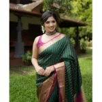 Women's Silk Printed Saree With Unstitched Blouse 5.5Mtr (Green)