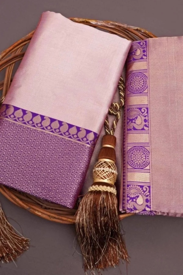 Women's Silk Printed Saree With Unstitched Blouse 5.5Mtr (Purple)