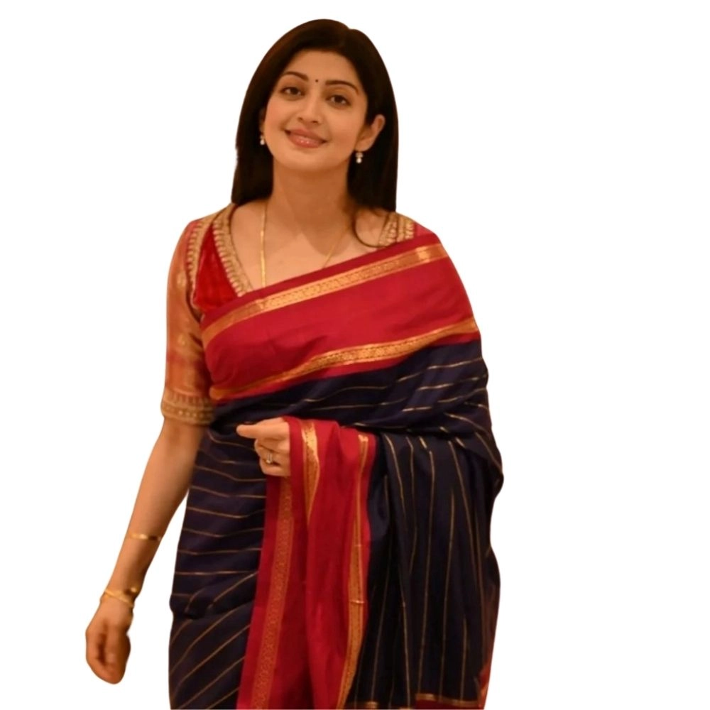 54465972959_a4bcfb84d7_o_d-1000x1000-1.webp Women's Silk Printed Saree With Unstitched Blouse 5.5Mtr (Navy Blue) - Image 1