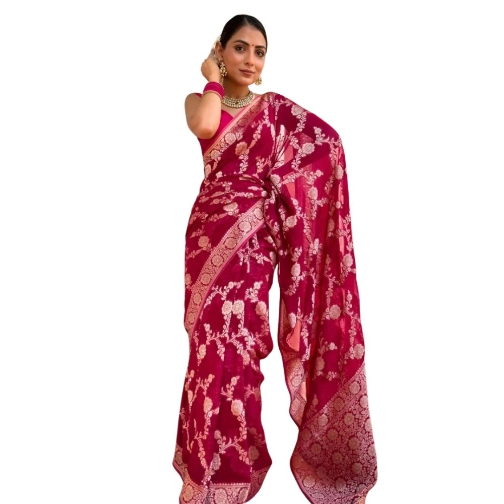 54465973214_a5f3589ce7_o_d-1000x1000-1.webp Women's Silk Printed Saree With Unstitched Blouse 5.5Mtr (Pink) - Image 1