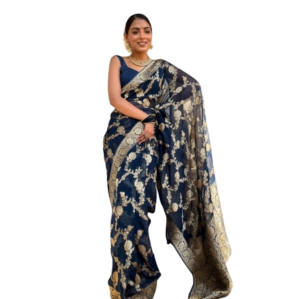 54465973339_7887f567b0_o_d-1000x1000-1.webp Women's Silk Printed Saree With Unstitched Blouse 5.5Mtr (Dark Blue) - Image 1