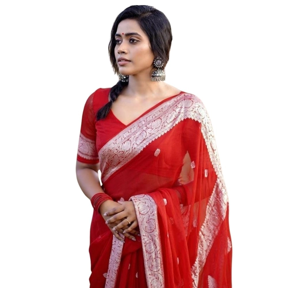 54465973529_3809664f81_o_d-1000x1000-1.webp Women's Cotton Printed Saree With Unstitched Blouse 5.5Mtr (Red) - Image 1