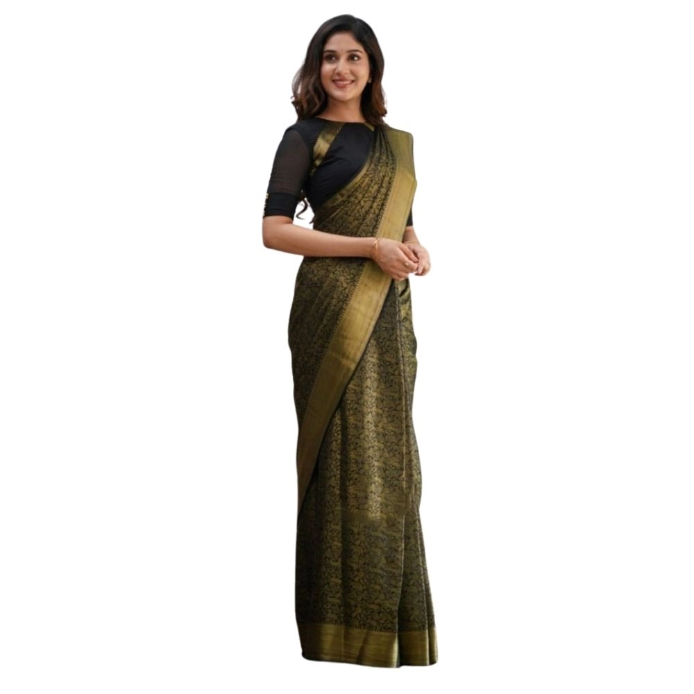 54465973579_f25c7993f2_o_d-1000x1000-1.webp Women's Silk Printed Saree With Unstitched Blouse 5.5Mtr (Black) - Image 1