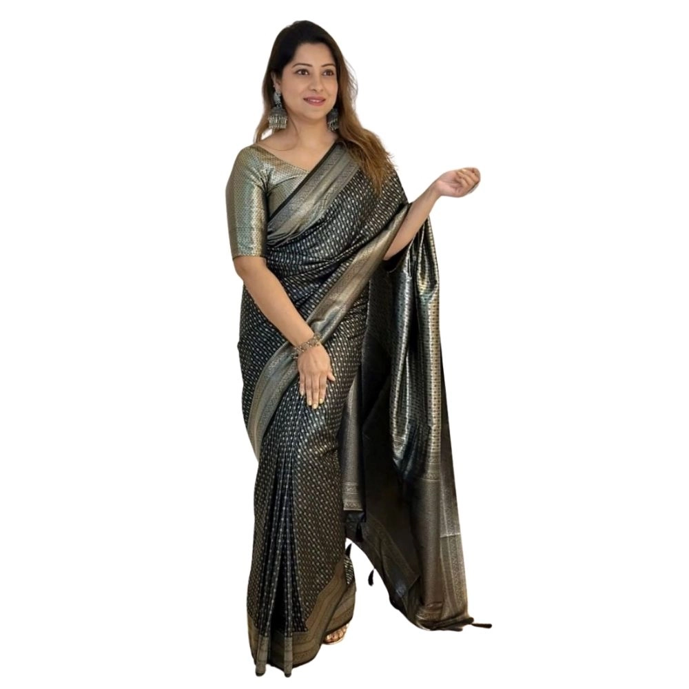 54465973589_3e448a003b_o_d-1000x1000-1.webp Women's Silk Printed Saree With Unstitched Blouse 5.5Mtr (Black) - Image 1