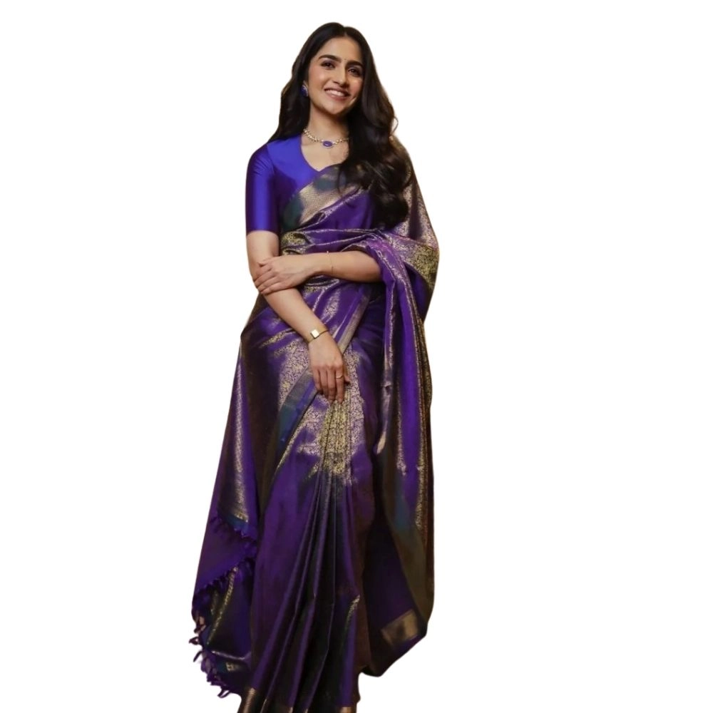 54465973724_c9ac80bf2e_o_d-1000x1000-1.webp Women's Silk Printed Saree With Unstitched Blouse 5.5Mtr (Purple) - Image 1