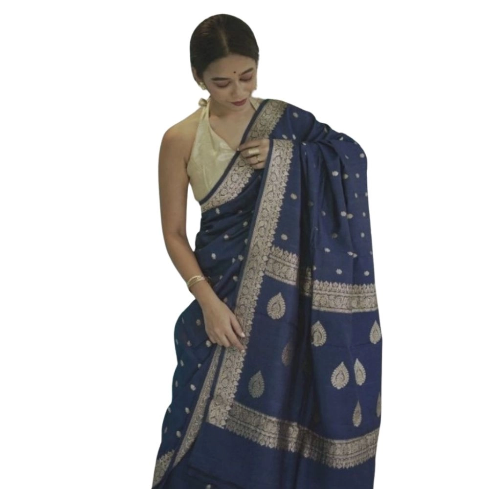 54465973854_09ab5ca219_o_d-1000x1000-1.webp Women's Cotton Printed Saree With Unstitched Blouse 5.5Mtr (Navy Blue) - Image 1