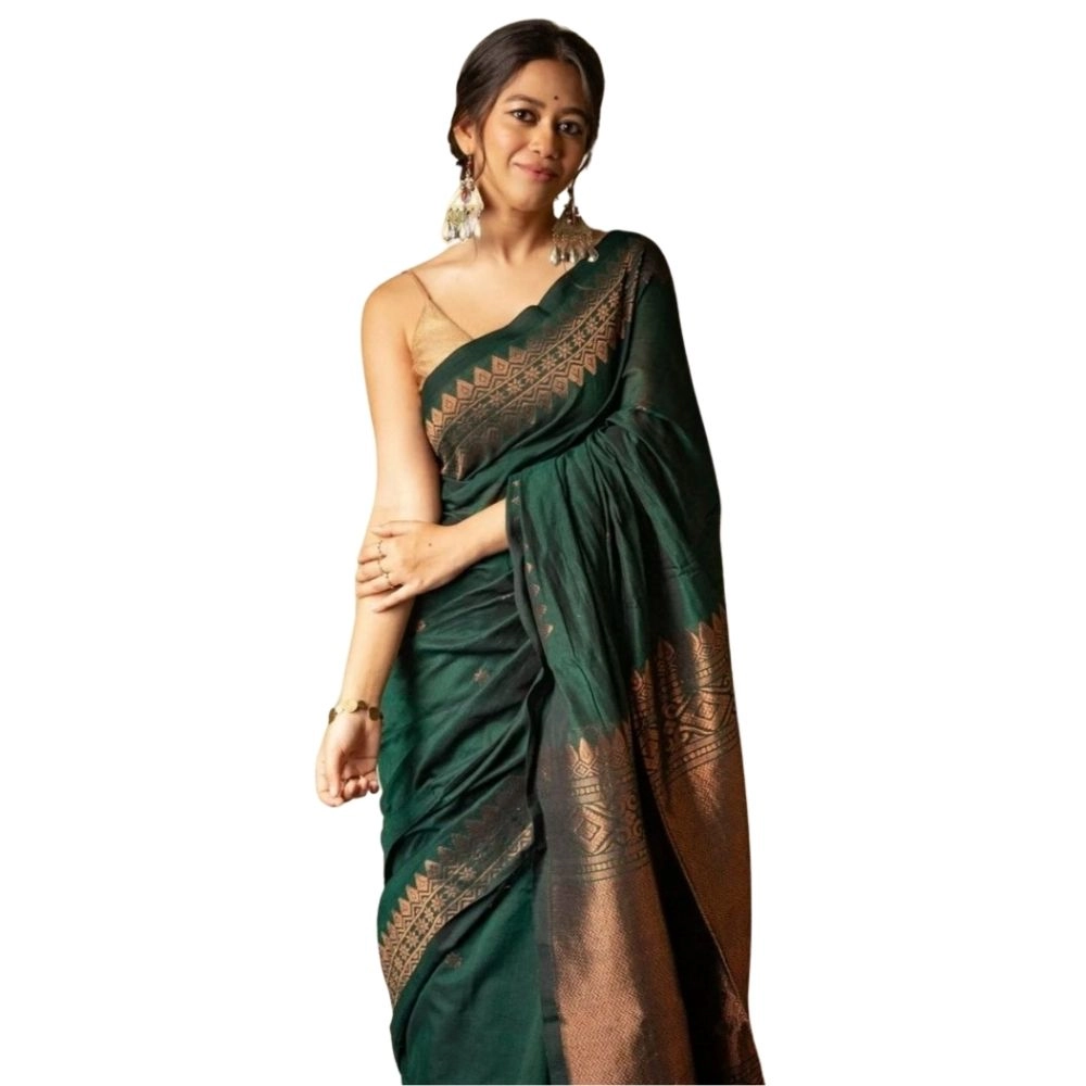 54465974084_5746cab96c_o_d-1000x1000-1.webp Women's Silk Printed Saree With Unstitched Blouse 5.5Mtr (Green) - Image 1