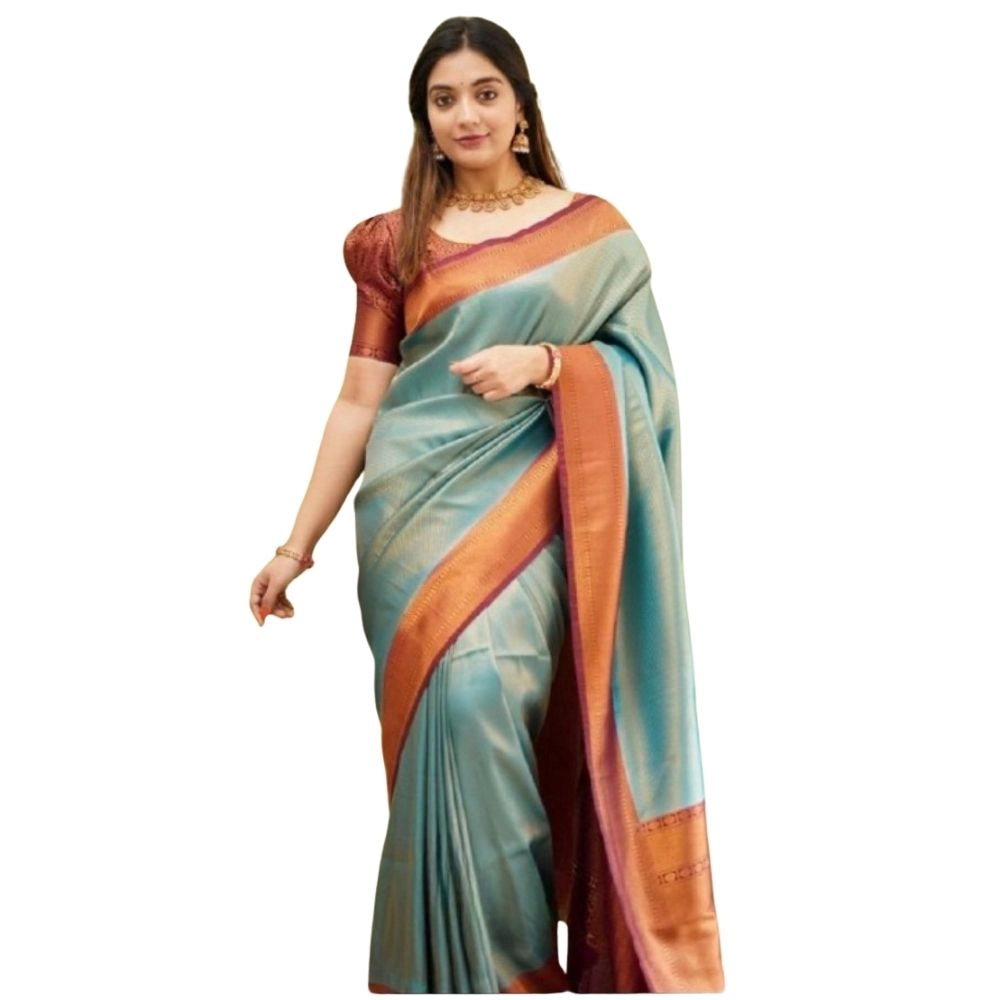 54466034893_b069dedc0a_o_d-1000x1000-1.webp Women's Silk Printed Saree With Unstitched Blouse 5.5Mtr (Rama) - Image 1