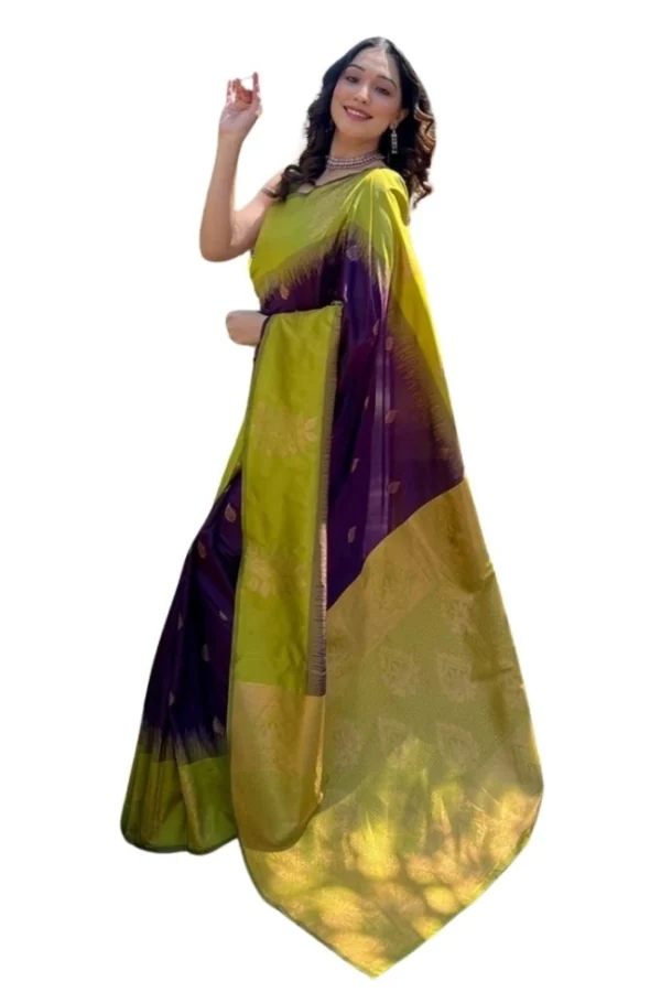 Women's Silk Printed Saree With Unstitched Blouse 5.5Mtr (Wine)