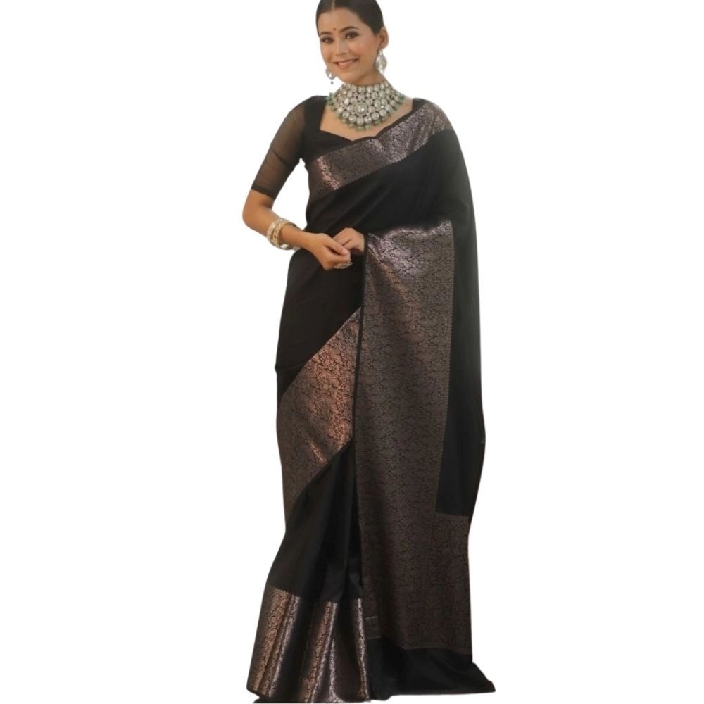 54466035613_62bcf6ed66_o_d-1000x1000-1.webp Women's Silk Printed Saree With Unstitched Blouse 5.5Mtr (Black) - Image 1