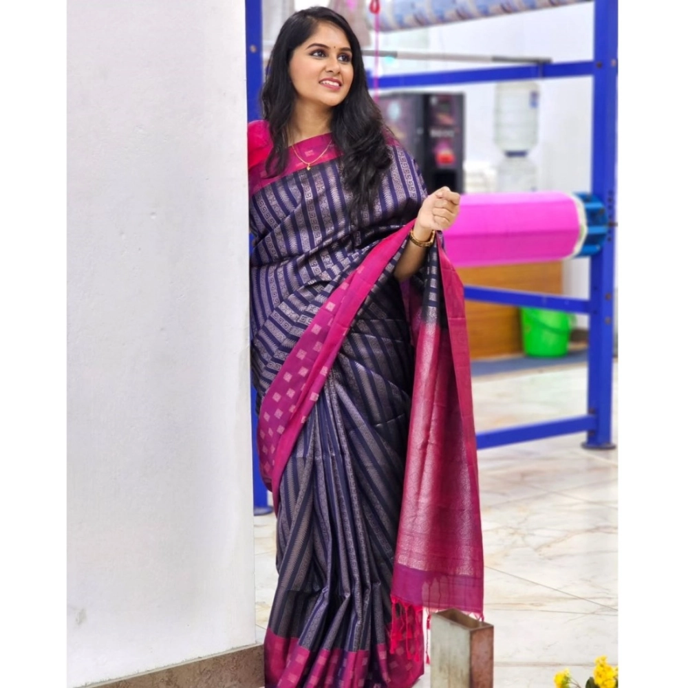 54466036253_1daa7cb561_o_d-1000x1000-1.webp Women's Silk Printed Saree With Unstitched Blouse 5.5Mtr (Navy Blue) - Image 1