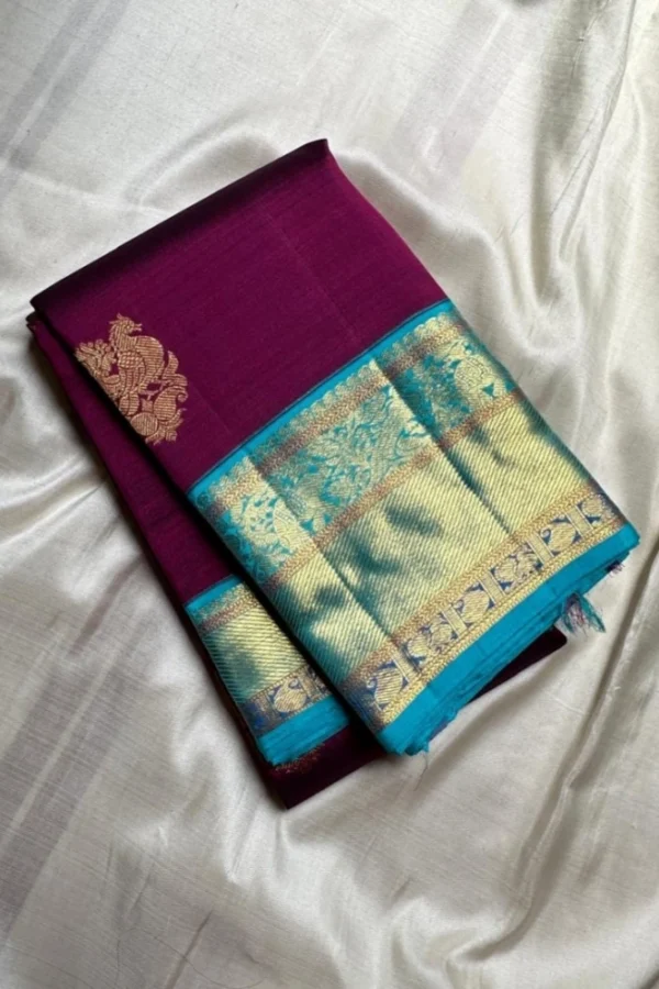 Women's Silk Printed Saree With Unstitched Blouse 5.5Mtr (Wine)