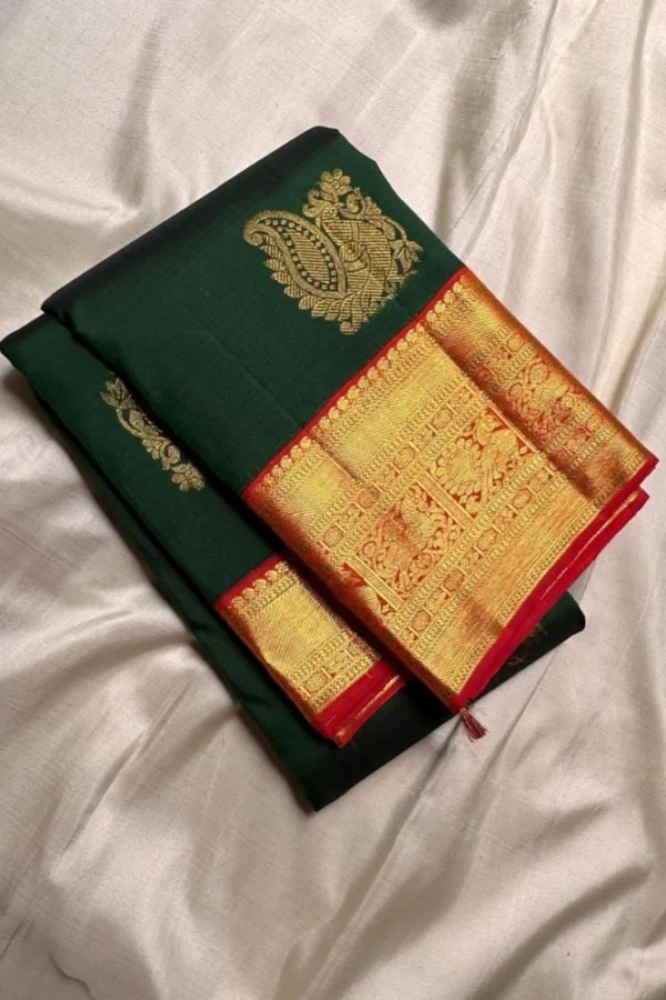 Women's Silk Printed Saree With Unstitched Blouse 5.5Mtr (Green)