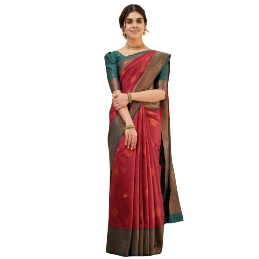 54466127475_cd1f9abff3_o_d-1000x1000-1.webp Women's Silk Printed Saree With Unstitched Blouse 5.5Mtr (Red) - Image 1