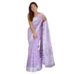 Women's Cotton  Printed Saree With Unstitched Blouse 5.5Mtr (Lavender)
