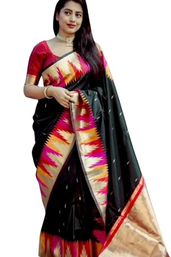 Women's Silk Printed Saree With Unstitched Blouse 5.5Mtr (Multicolor)