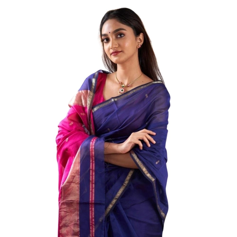 54466128110_58969dac9a_o_d-1000x1000-1.webp Women's Cotton Printed Saree With Unstitched Blouse 5.5Mtr (Blue) - Image 1