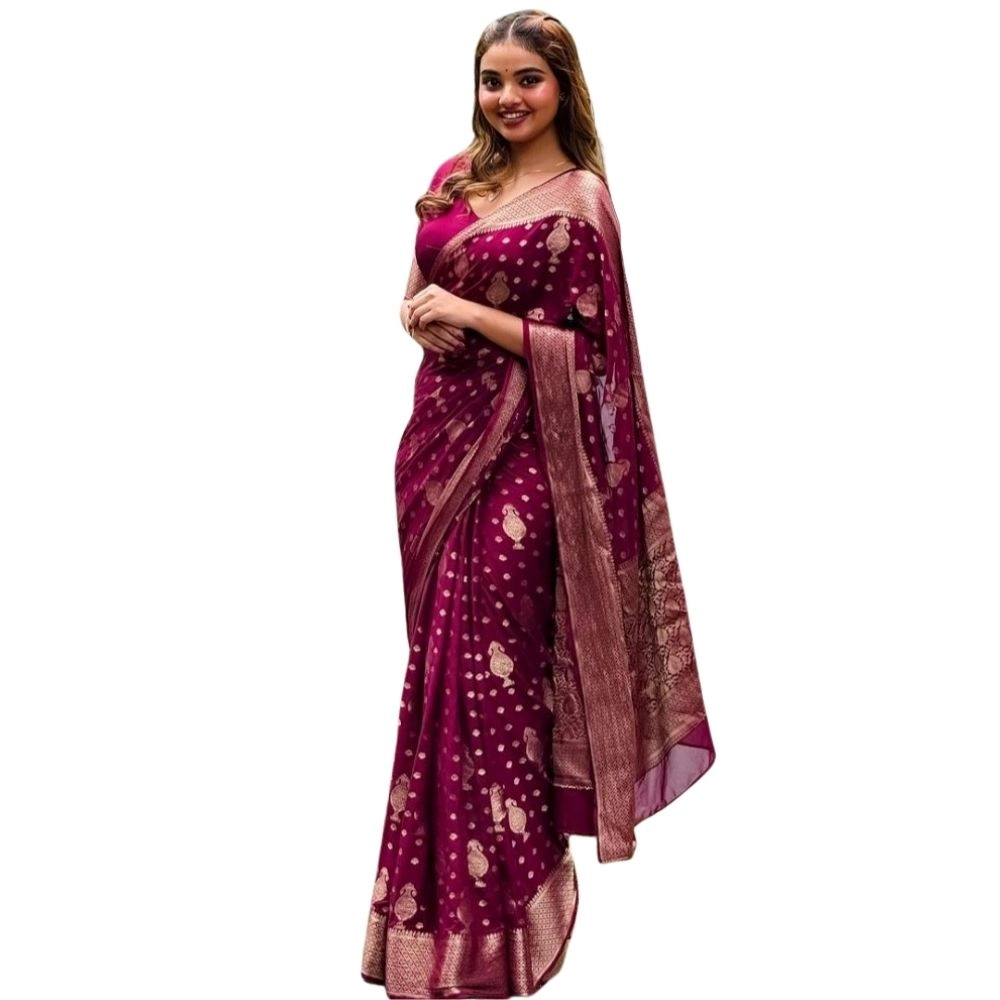 54466128375_926ac47c16_o_d-1000x1000-1.webp Women's Silk Printed Saree With Unstitched Blouse 5.5Mtr (Wine) - Image 1