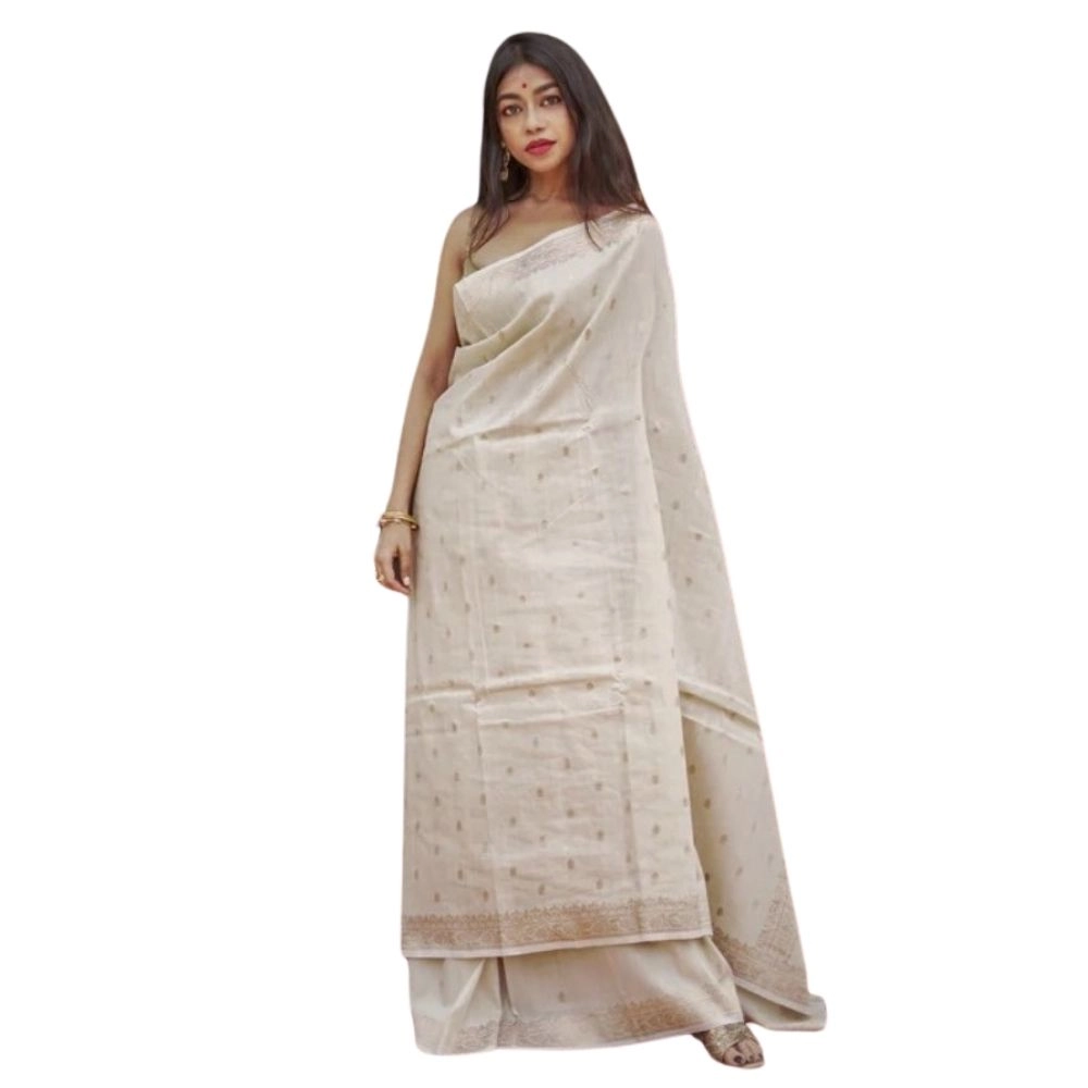 54466128470_31de748cd0_o_d-1000x1000-1.webp Women's Cotton Printed Saree With Unstitched Blouse 5.5Mtr (Cream) - Image 1