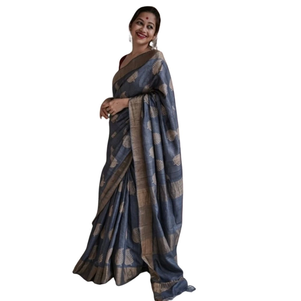 54466128590_f6839dfa44_o_d-1000x1000-1.webp Women's Silk Printed Saree With Unstitched Blouse 5.5Mtr (Grey) - Image 1