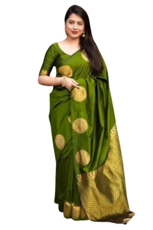 Women's Silk Printed Saree With Unstitched Blouse 5.5Mtr (Green)
