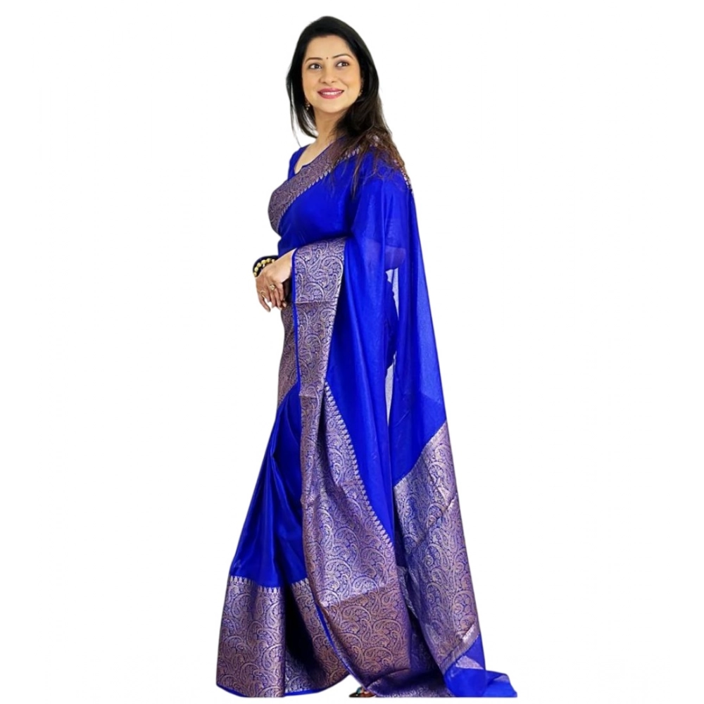 54471725557_055ba5771a_o_d-1000x1000-1.webp Women's Soft Lichi Silk Solid Saree With Unstitched Blouse 5.5Mtr (Blue) - Image 1