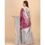 Women's Soft Lichi Silk Printed Saree With Unstitched Blouse 5.5Mtr (Pink) - Image 2