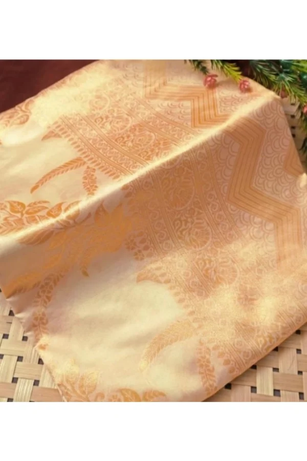Women's Soft Lichi Silk Printed Saree With Unstitched Blouse 5.5Mtr (Golden)