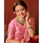 Women's Soft Lichi Silk Printed Saree With Unstitched Blouse 5.5Mtr (Pink) - Image 4