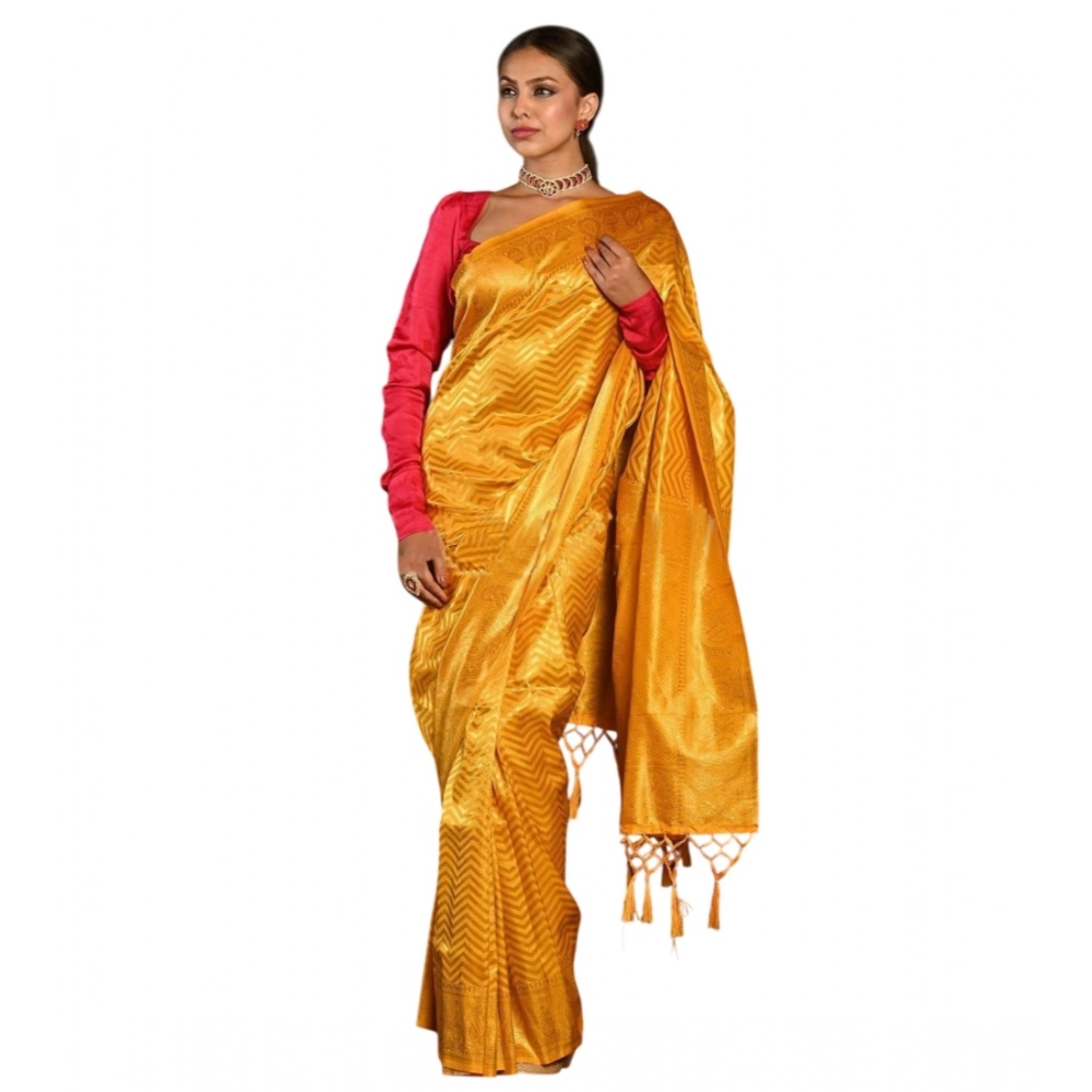 54472835488_3c5ac04549_o_d-1000x1000-1.webp Women's Soft Lichi Silk Woven Saree With Unstitched Blouse 5.5Mtr (Yellow) - Image 1