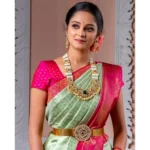 Women's Soft Lichi Silk Printed Saree With Unstitched Blouse 5.5Mtr (Light Green) - Image 4