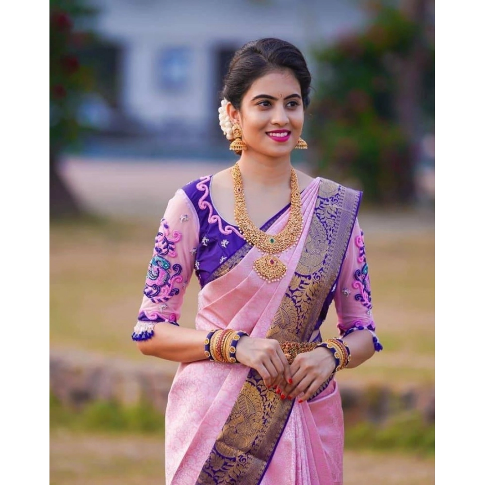 54472836158_992ddf978f_o_d-1000x1000-1.webp Women's Soft Lichi Silk Printed Saree With Unstitched Blouse 5.5Mtr (Purple) - Image 1